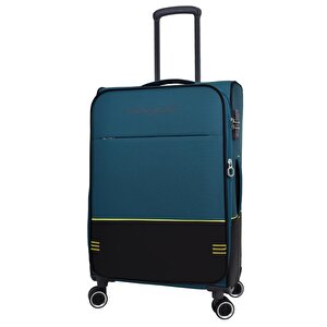 Ultra Light Hafif Lüx Kumaş 2'li Valiz Seti Orta Boy - Kabin Boy Petrol Pc8200