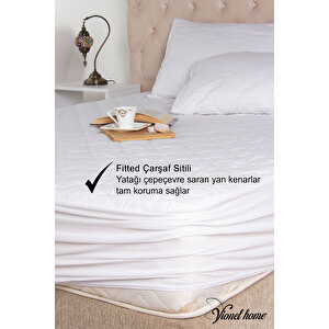 %100 Pamuklu Kapitone, Fitted Full Kenar, Sıvı Geçirmez, Tek, Çift Kişilik Yatak Koruyucu Alez 180x200 cm
