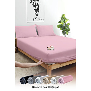 Pamuklu Ranforce Tek Ve Çift Kişilik Pembe Lastikli Çarşaf 160x200 cm