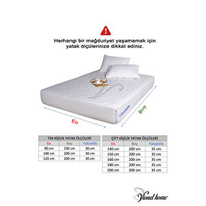 %100 Pamuk, Full Kenar Fitted Sıvı Geçirmez ,tek, Çift Kişilik Yatak Koruyucu Çarşaf Alez 150x200 cm