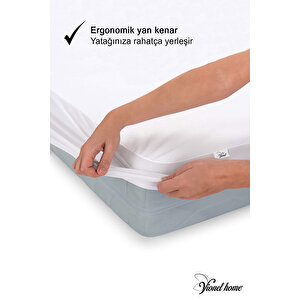 %100 Pamuk, Full Kenar Fitted Sıvı Geçirmez ,tek, Çift Kişilik Yatak Koruyucu Çarşaf Alez 150x200 cm