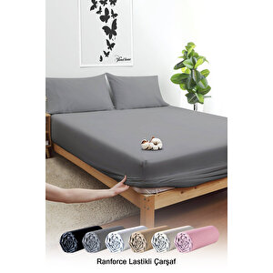 Pamuklu Ranforce Tek Ve Çift Kişilik Gri Lastikli Çarşaf 160x200 cm