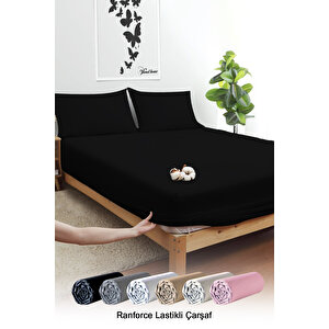 Pamuklu Ranforce Tek Ve Çift Kişilik Siyah Lastikli Çarşaf 100x200 cm