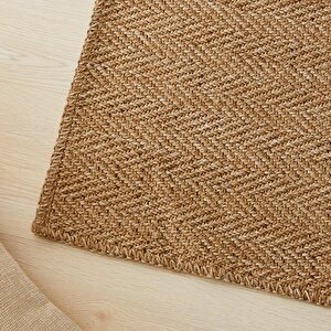 Jüt Görünümlü Naturel Renk Balıksırtı Halı Kilim 200 x 290 Cm