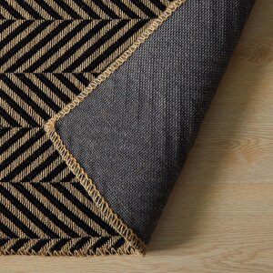 Siyah Renk Balıksırtı Jüt Halı Kilim 200 x 290 Cm