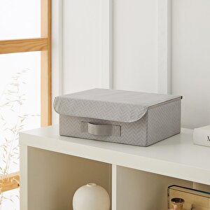 Çekmece İçi Gri Balıksırtı Kapaklı Kutu 30 x 23 x 11 Cm