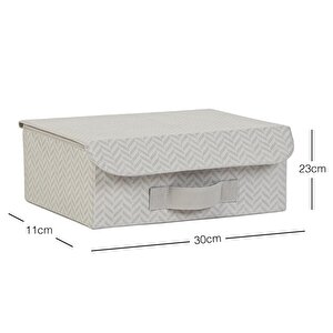 Ocean Home Textile Çekmece İçi Gri Balıksırtı Kapaklı Kutu 30 x 23 x 11 Cm