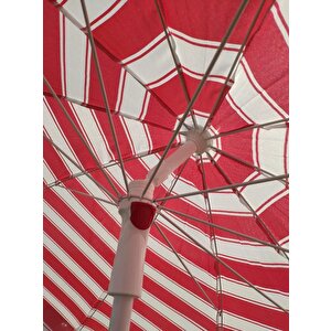 Yüksek Kalite 10 Telli Plaj Şemsiyesi Eğilebilir Bahçe Şemsiyesi Kırmızı Beyaz 01