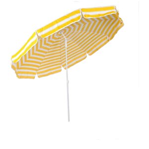 Yüksek Kalite 10 Telli Plaj Şemsiyesi Eğilebilir Bahçe Şemsiyesi Sarı Beyaz