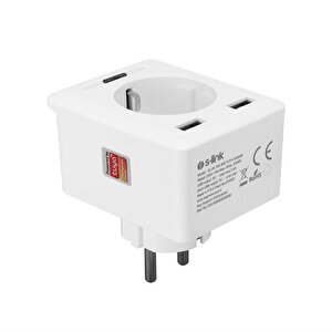 Swapp Sl-04 10a Akım Korumalı Akıllı Priz 2 Usb 2.4 Ghz Wifi Tuya Destekli