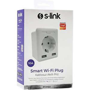 S-link Swapp Sl-04 10a Akım Korumalı Akıllı Priz 2 Usb 2.4 Ghz Wifi Tuya Destekli