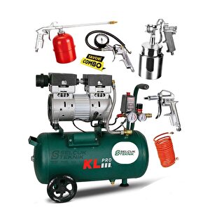 Klpro Sessiz Hava Kompresörü Klk50s 1 Hp 50 Lt 8 Bar Havalı Set Hediyeli