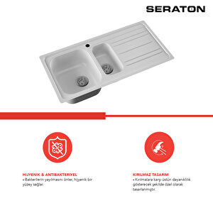 SERATON Noah Serisi 1.5 Göz Damlalıklı 50x100 Eviye Beyaz