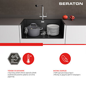 SERATON Noah Serisi Tek Göz Damlalıklı 50x86 Eviye Beyaz
