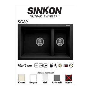 Si̇nkon Siyah Granit Evye 70x46 / 1,5 Göz - Sg80 - Sinkon