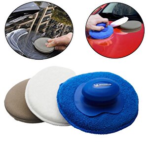 Michelin Mc3510 3 Parça 130mm Velkro Cırtlı Mikrofiber Oto Yıkama, Parlatma Ve Cila Süngeri