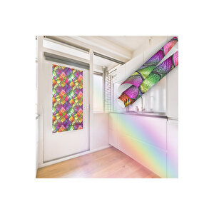 Gökkuşağı Yapışkanlı Folyo, Hologram Görünümlü Şeffaf Gizlilik Filmi, Cam Kaplama Folyosu 0915 90x1500 cm