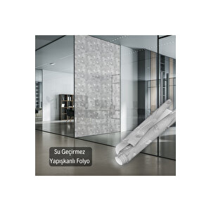 Yaprak Desenli Buzlu Cam Görünümlü Yapışkanlı Folyo, Su Geçirmez Pencere Gizlilik Filmi 0922 45x500 cm 