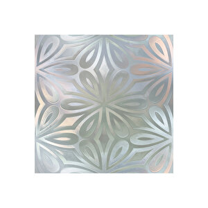 Çiçek Desenli Mozaik Şeffaf Yapışkanlı Folyo, Buzlu Cam Görünümlü Pencere Gizlilik Film 0926 45x500 cm 