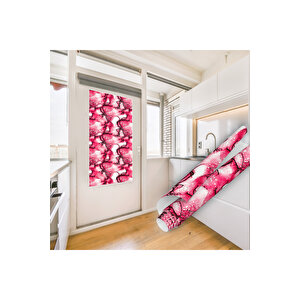 Pembe Soyut Desenli Yapışkanlı Cam Folyosu, Şeffaf Duşa Kabin, Banyo, Ofis Camı Kaplama Sticker 0939