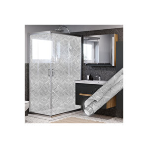 Şeffaf Vitray Görünümlü Yapışkanlı Folyo, Duşakabin, Mutfak, Banyo, Ofis Camı Kaplama Folyosu 0921