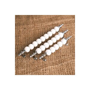 Misket Porselen Görünümlü Dolap Mutfak Çekmece Kulpu 128 Mm (12,8 Cm) 5 Adet