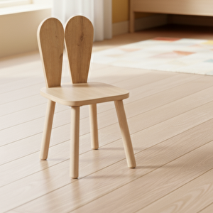 Montessori Çocuk Bunny 1 Adet Kahverengi Sandalye Açık Kahverengi