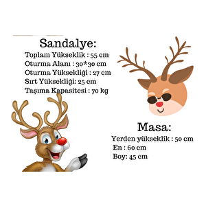 Montessori Deer Sandalyeli Çalışma Masası 1 Masa & 1 Sandalye