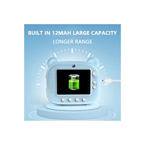 Anlık Termal Yazıcılı Dijital Çocuk Kamerası Kulaklı 2.4 İnç Hd Photo Printer Camera Mavi