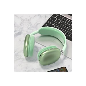 P9 Air Kablosuz Bluetooth 5.0 Wirelles Mikrofonlu Kulaklık Stereo Yeşil