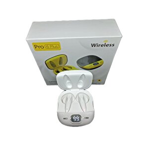 Pro6 Plus Kablosuz Led Işıklı Oyuncu Bluetooth Kulaklık 5.0 Beyaz