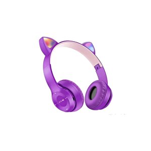 P47m Kart Girişli Led Işıklı Kablosuz Bluetooth Kedi Kulaklık 5.0v