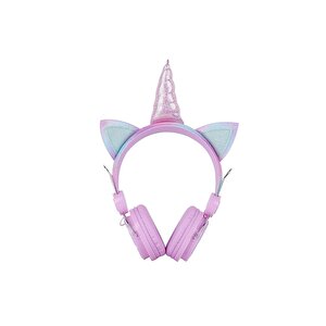 Yeni Nesil Kablosuz Sevimli Unicorn Kız Çocuk Kulaklığı Wirelles Bluetooth Pembe