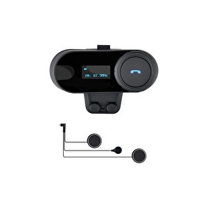 1km Telsiz Intercom Motosiklet Bluetooth Su Geçirmez Kask Kulaklık Lcd-ekran Fm-radyo