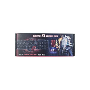 K20 Gaming 4 Parça Oyuncu Seti Klavye Mouse Kulaklık Mouse Pad