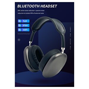P9 Air Kablosuz Bluetooth 5.0 Wirelles Mikrofonlu Kulaklık Stereo Siyah