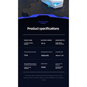 Oyuncu Kulaklığı Kablosuz Kulakiçi Rgb Işıklı Çift Mikrofonlu 3 Modlu Bluetooth 5.0 G20