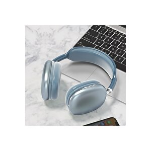 P9 Air Kablosuz Bluetooth 5.0 Wirelles Mikrofonlu Kulaklık Stereo Mavi