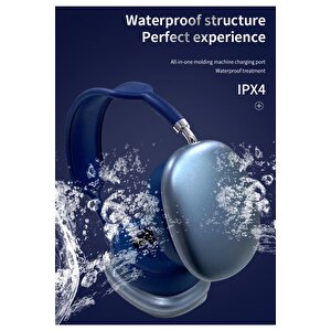 P9 Air Kablosuz Bluetooth 5.0 Wirelles Mikrofonlu Kulaklık Stereo Mavi