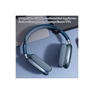 P9 Air Kablosuz Bluetooth 5.0 Wirelles Mikrofonlu Kulaklık Stereo Mavi