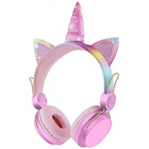 Yeni Nesil Kablosuz Sevimli Unicorn Kız Çocuk Kulaklığı Wirelles Bluetooth Mavi