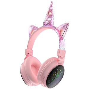 Yeni Nesil Led Işıklandırmalı Kablosuz Sevimli Unicorn Kız Çocuk Kulaklığı