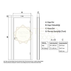 Teta Home Amanos Amerikan Panel Kapı 77x203 Cm Oda Kapısı Antrasit