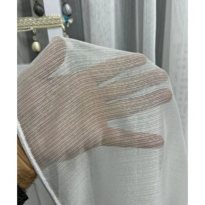 Tül Perde Yeni Moda Pilesiz - Çelik Desen Grmajlı Etek Kurşun Sarımlı - Kırışmaz 480x230 cm