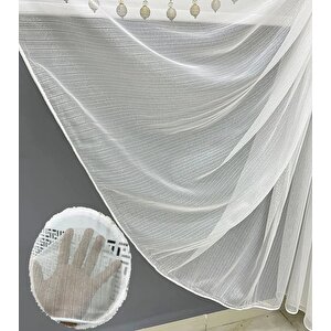 Tül Perde Yeni Moda 1x2,5 Orta Sık Pile - Çelik Desen Grmajlı Etek Kurşun Sarımlı - Kırışmaz 150x220 cm