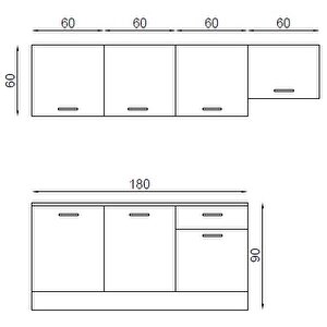240 Cm Şile Mutfak Aspiratör Modüllü