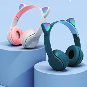 Torima P47m Sevimli Renkli Kedi Kulak Bluetooth Kulaklık Mavi