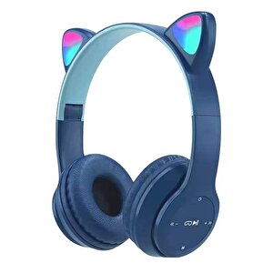 Torima P47m Sevimli Renkli Kedi Kulak Bluetooth Kulaklık Lacivert
