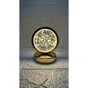 Lw-22 Şarjlı Yuvarlak Gold Kristal Küre Masa Lambası Led Gece Lambası