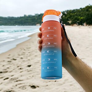 Su Matara Suluk Motivasyon Matarası Pipetsiz Su Şişesi Sporcu Suluğu Çift Renk Sızdırmaz 800 Cc